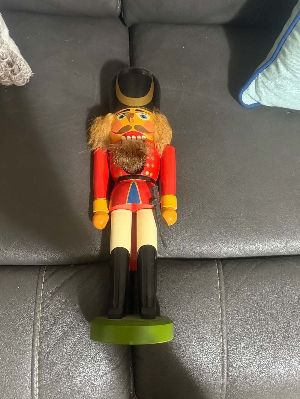 Vintage Erzgebirge Wooden Nutcracker Soldier Red GDR